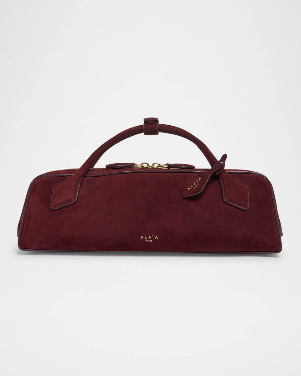 Teckel Top-Handle Bag in Suede and Leather